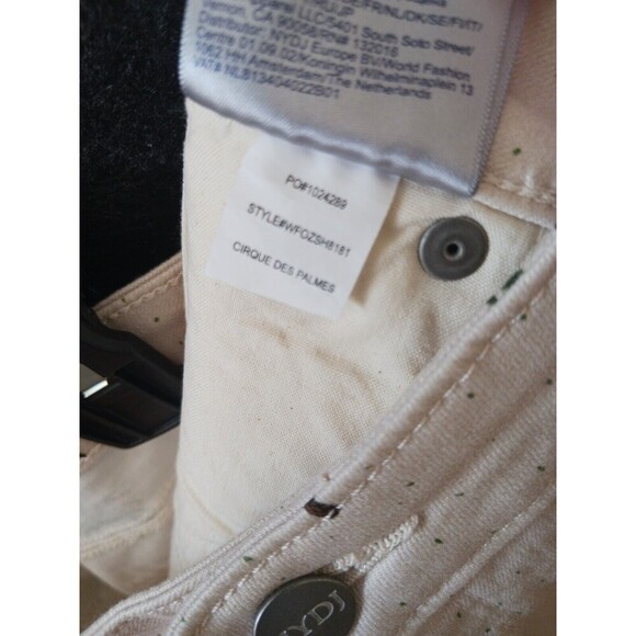 NYDJ Circes Des Palmes Palm Trees Sun Frayed Hem Beige Denim A-Line Shorts‎ 24W - Picture 5 of 10